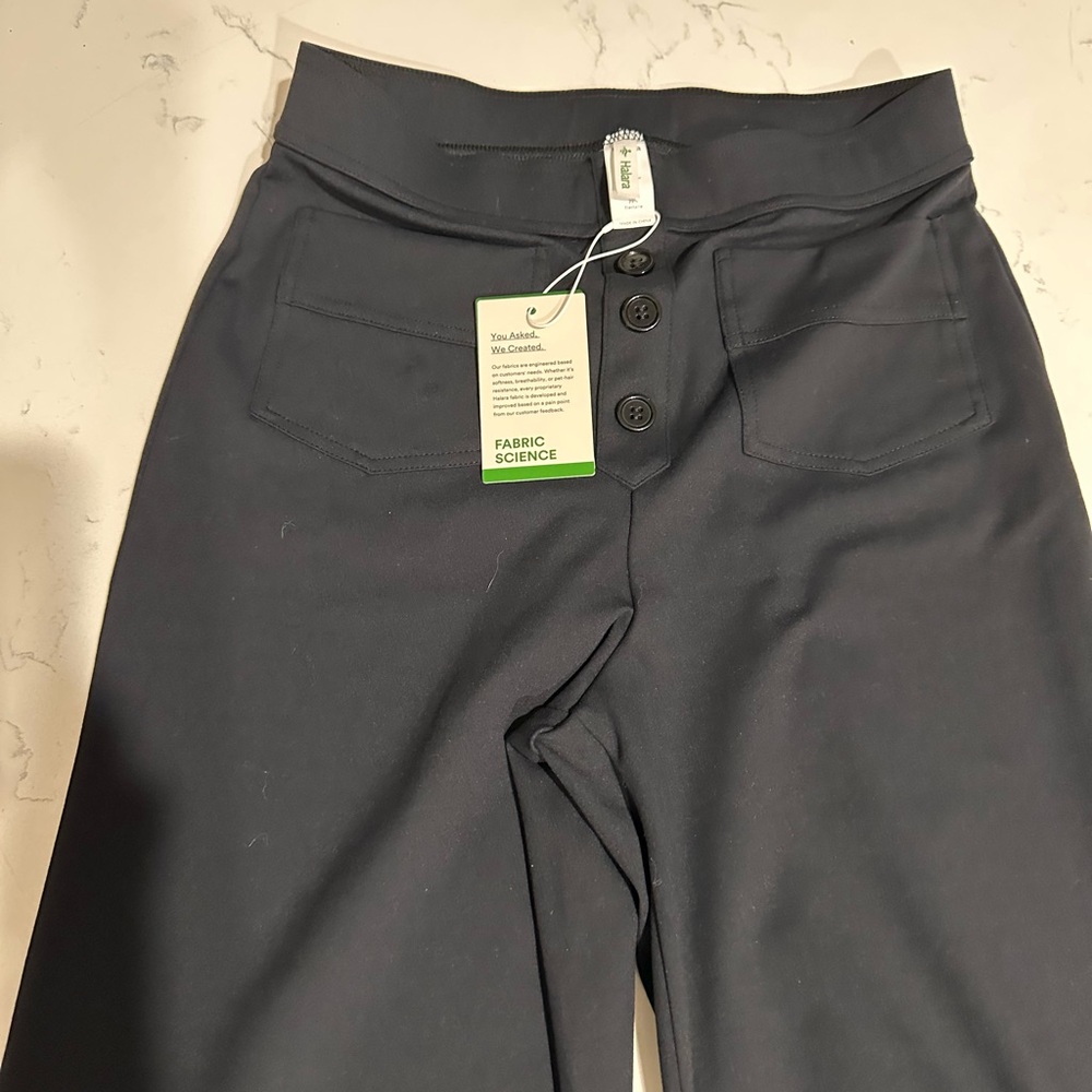 HALARA FRONT POCKET FLARE STRETCH PANTS BLK Button-Front Pants SZ SM but more xs